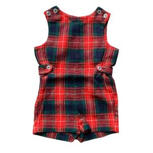 Vintage Lord & Taylor Plaid Red and Green Kids Romper 3T